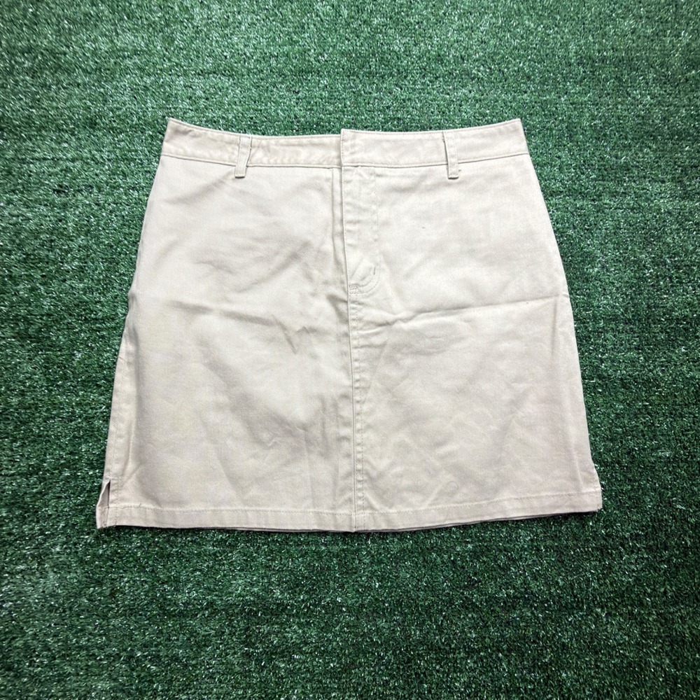 Dickies Womens Khaki Twill Mini Skirt Size 9 Tan Workwear A-Line Utility Skirt